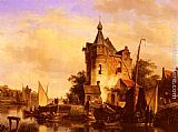 Cornelis Springer Along the Canal painting